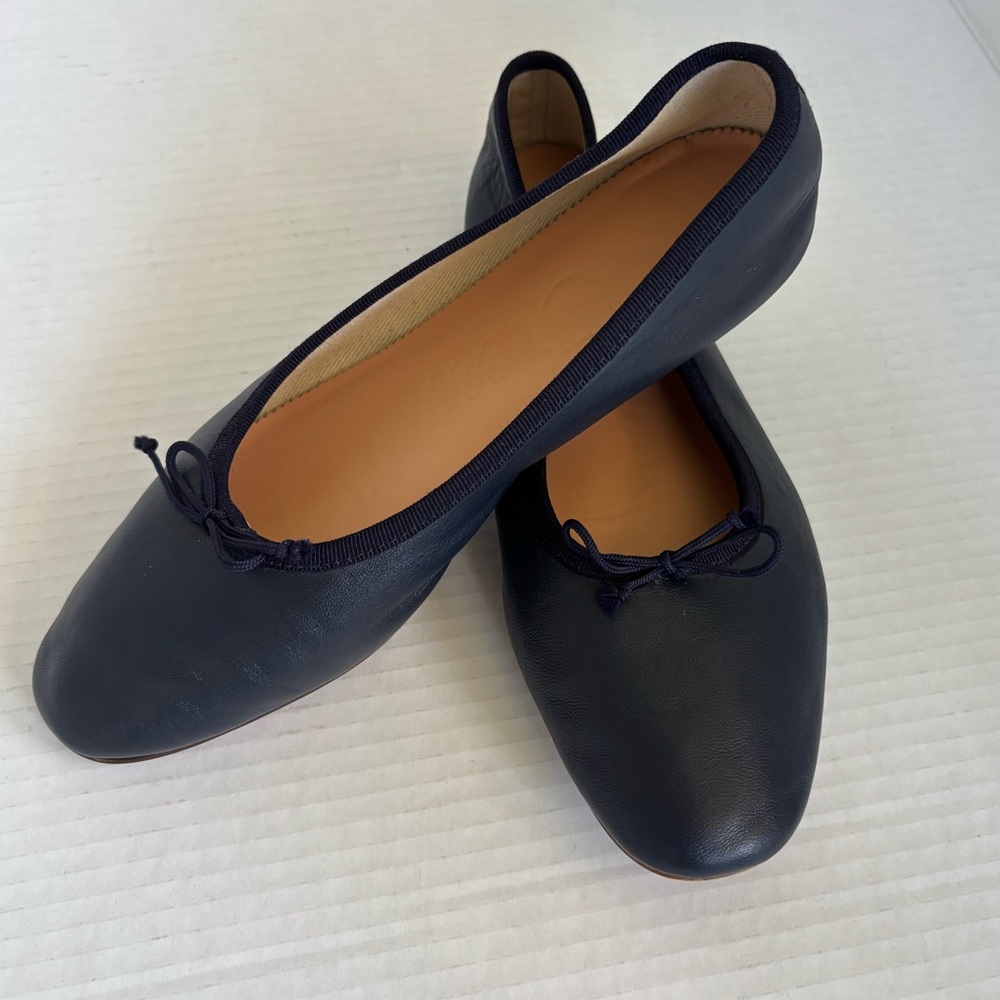 J Crew Zoe Navy Leather Ballet Flats Sz 7.5 - Picture 2 of 8